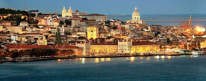 Lisbon port at night